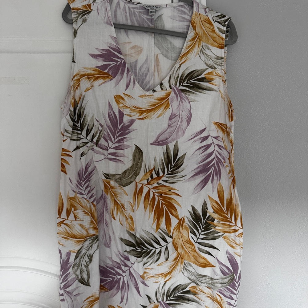 Orvis Leaf Pattern Sleeveless Top - Purple, Orange, Gray